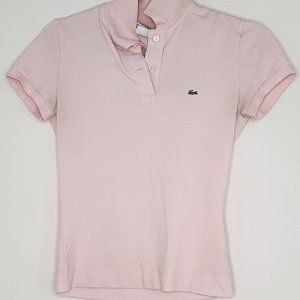 LACOSTE PINK SHORT SLEEVE POLO TENNIS SHIRT TOP LOGO SIZE 36 S